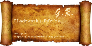 Gladovszky Réta névjegykártya